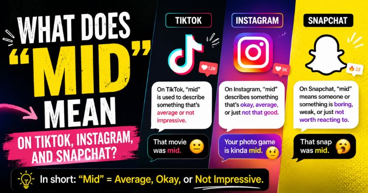 What Does Mid Mean Slang? Complete Guide to Its Meaning and Usage 3 What Does "Mid" Mean on TikTok, Instagram, and Snapchat?