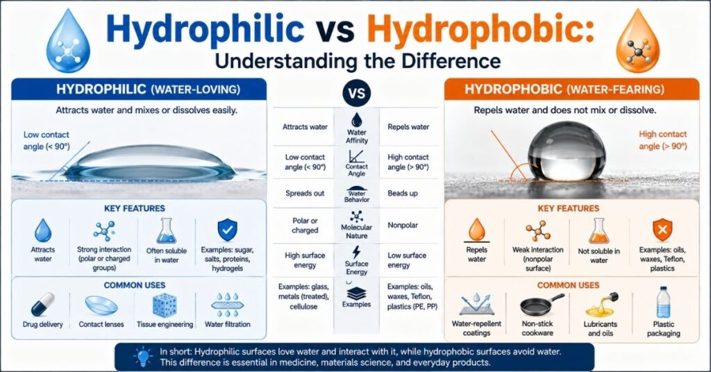 What Does Hydrophilic Mean? 10 Clear Facts Explained 2 Hydrophilic vs Hydrophobic: Understanding the Difference