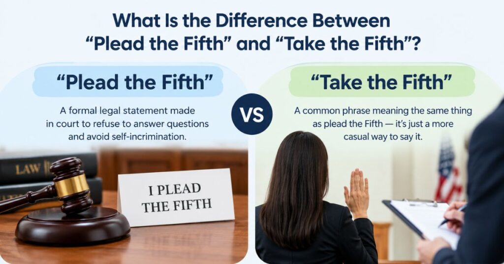 What Does I Plead the 5th Mean? Easy Explanation 2 What Is the Difference Between "Plead the Fifth" and "Take the Fifth"?